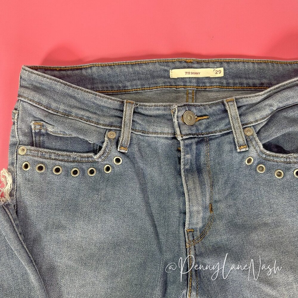 Levi's  711 Skinny Ankle Denim Jeans Chelsea Bling Size 29 - Picture 5 of 12